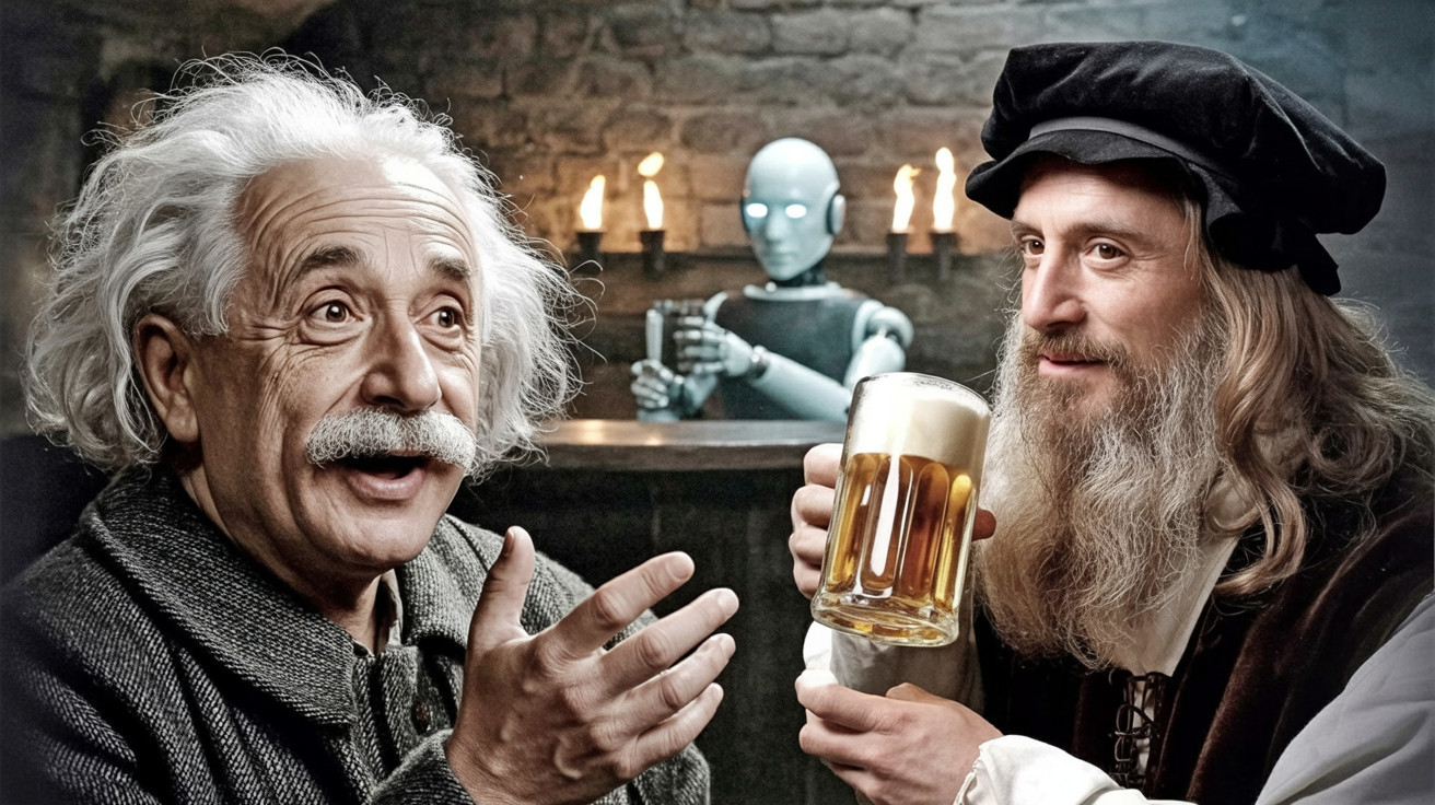 Historical Figures in a Cozy Tavern Setting