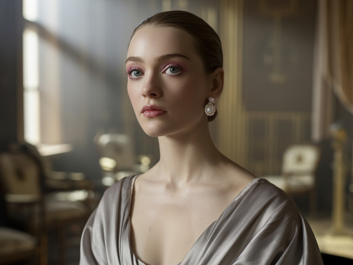 Elegant Young Woman in Soft Light with Vintage Décor