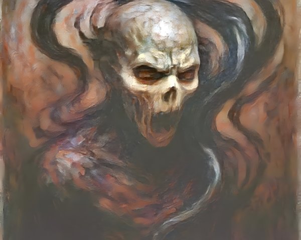 Surreal Skull Face Surrounded by Dark Tendrils