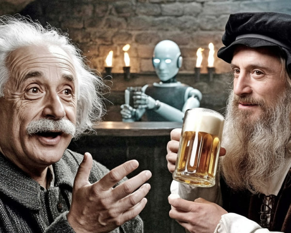 Historical Figures in a Cozy Tavern Setting