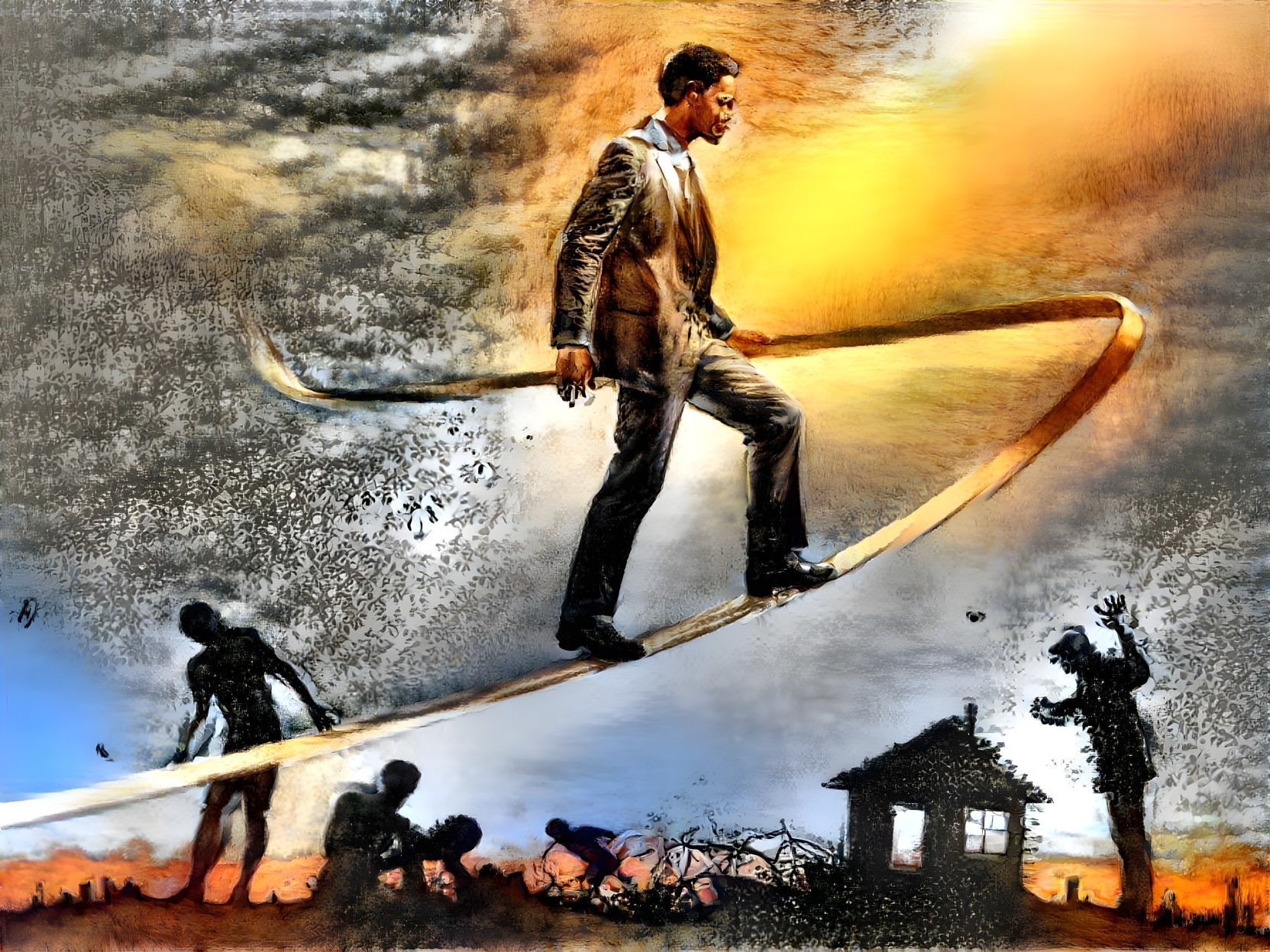 Tightrope Walker Symbolizing Ambition and Resilience