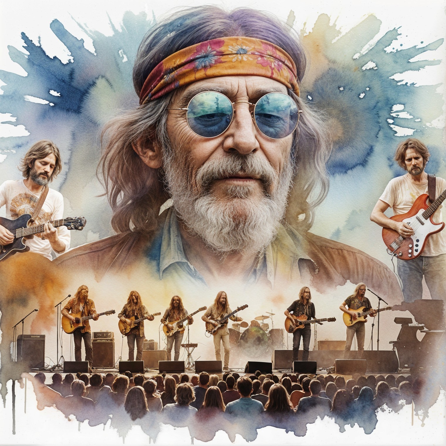Vibrant Collage of Musician Performing on Stage