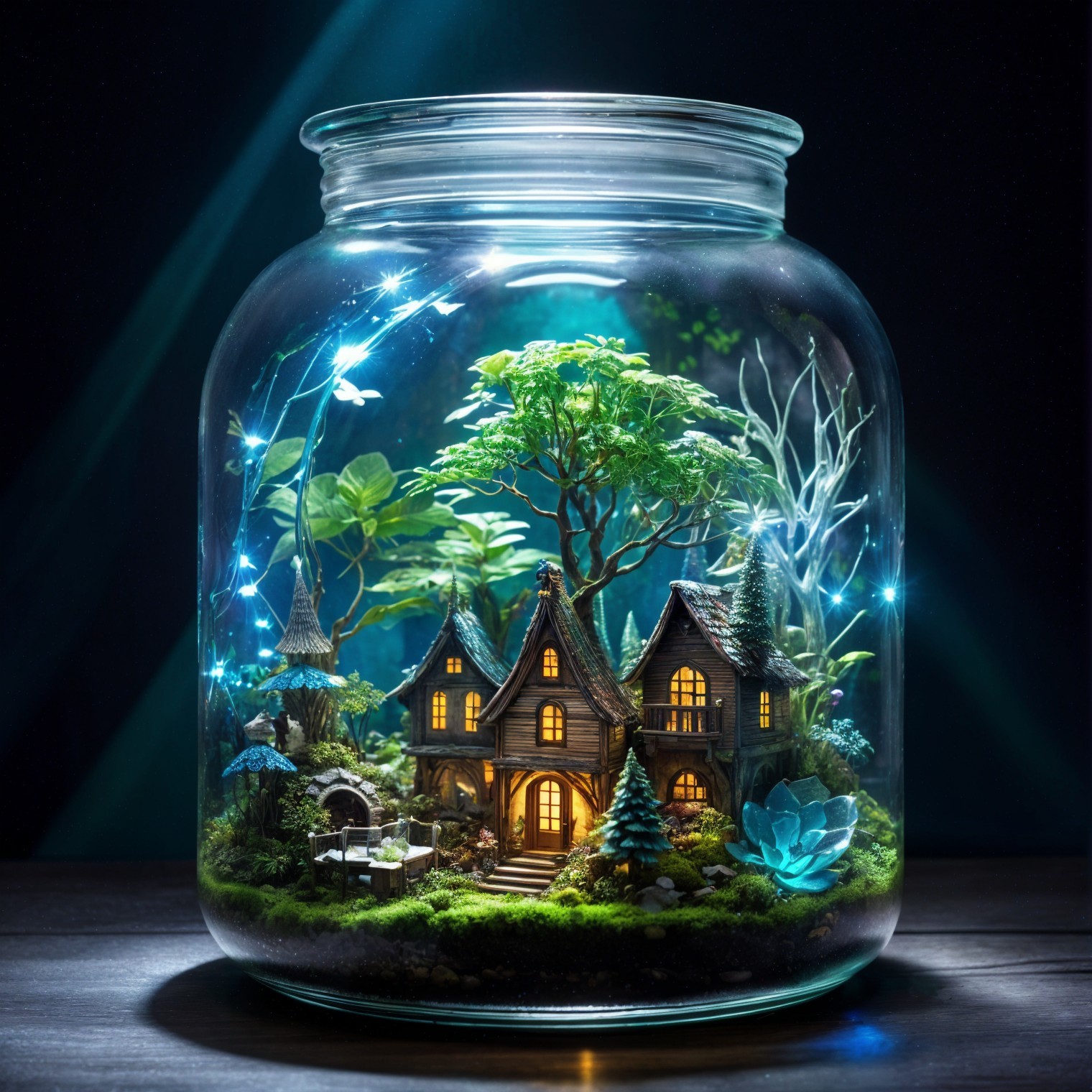 Miniature Glass Jar Scene with Cottage and Nature