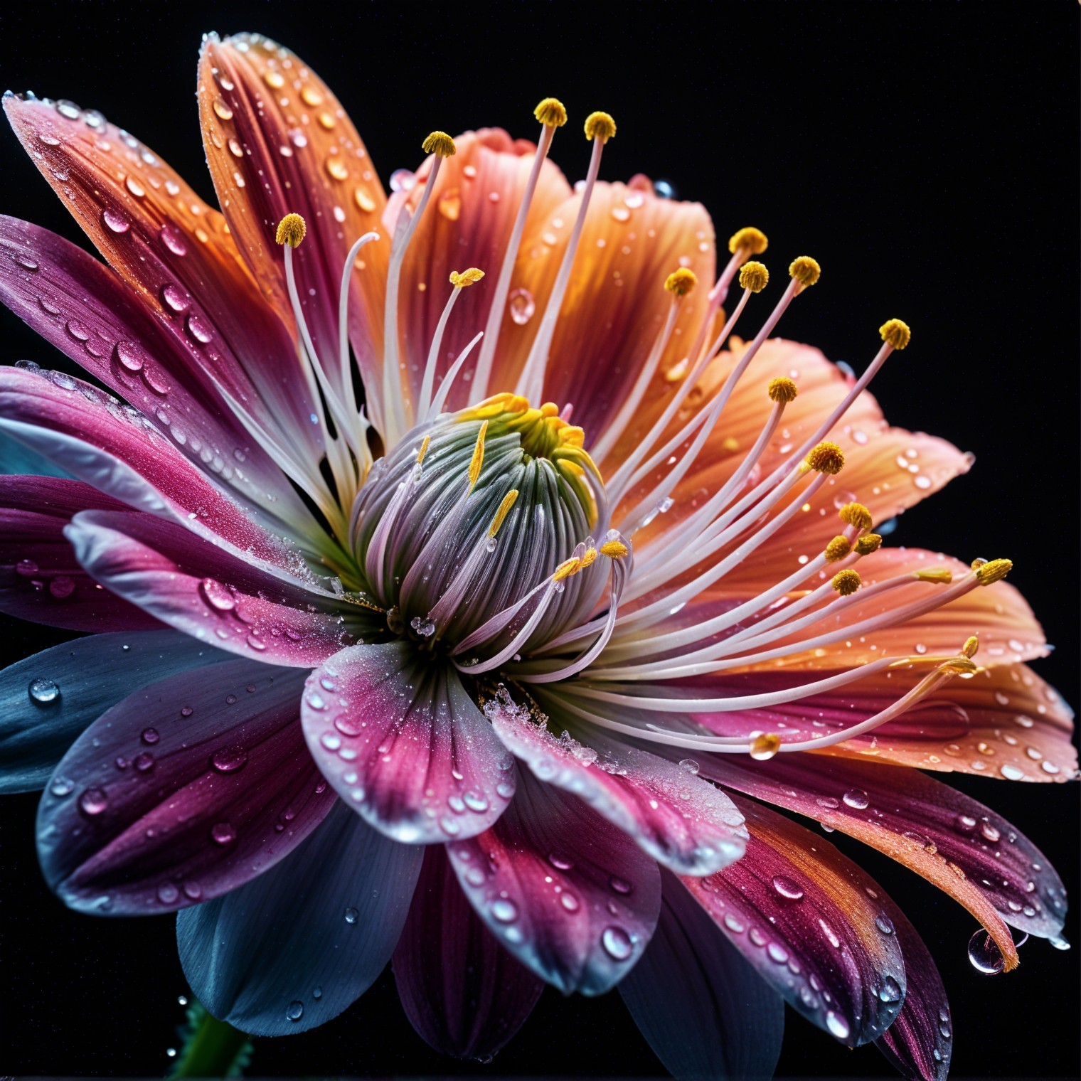 Close-Up of Vibrant Flower with Water Droplets