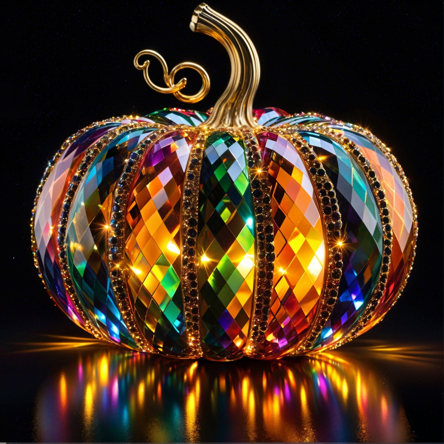 Dazzling Multicolored Pumpkin Sculpture Description
