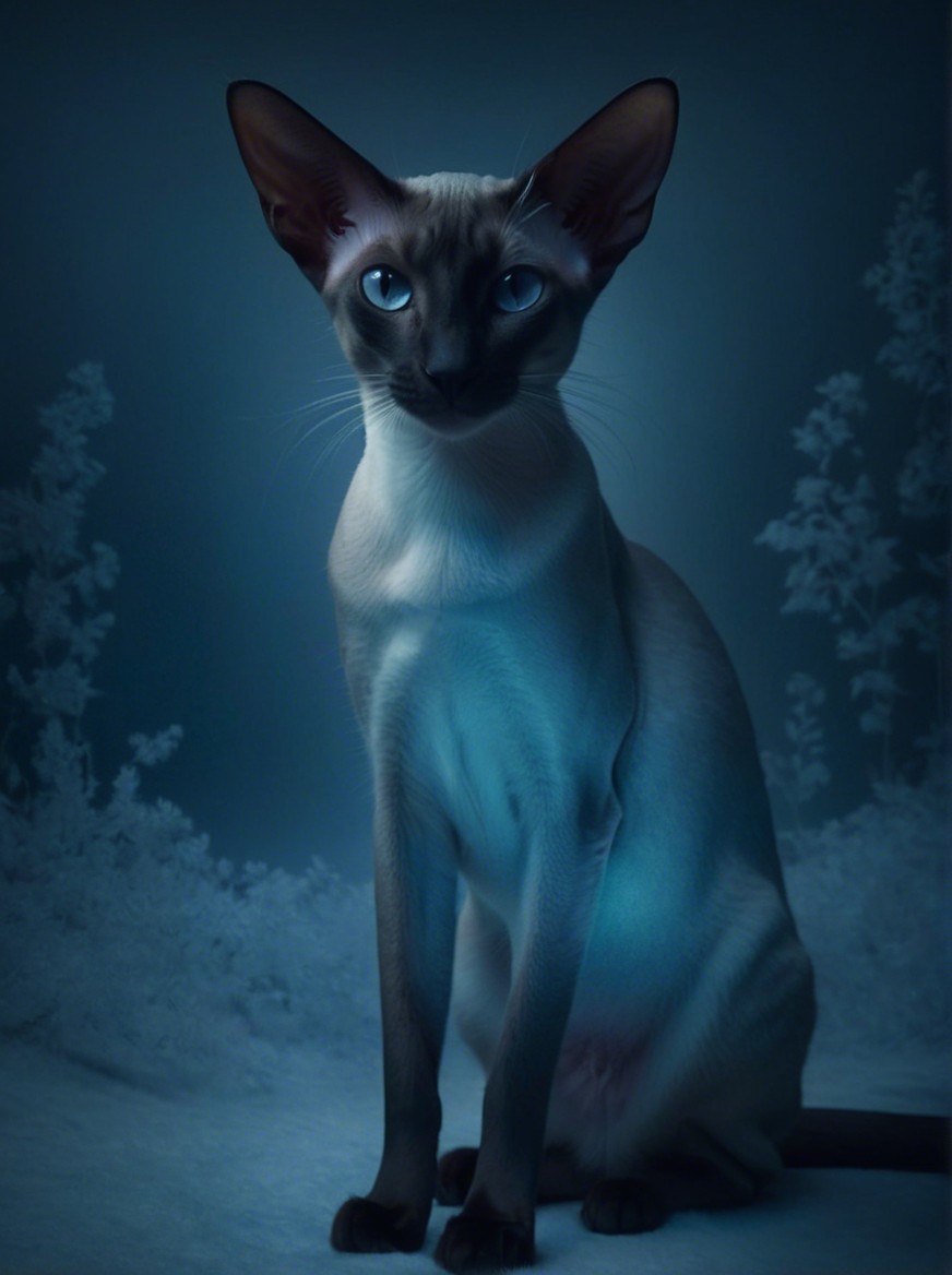 Siamese Cat with Blue Eyes in Ethereal Setting