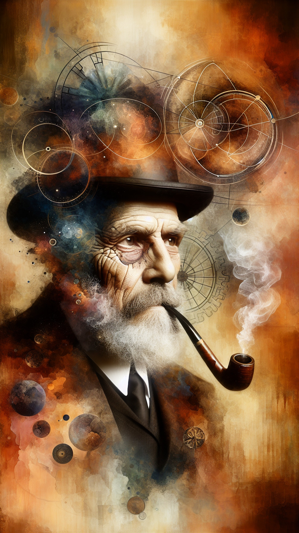 Elderly Man with Beard in Dreamy Abstract Setting