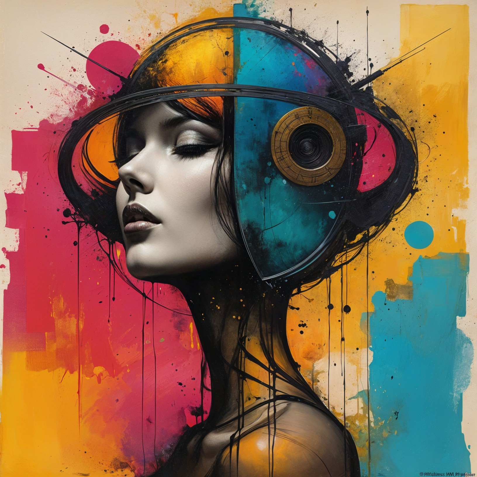 Futuristic Portrait of a Woman with Abstract Elements