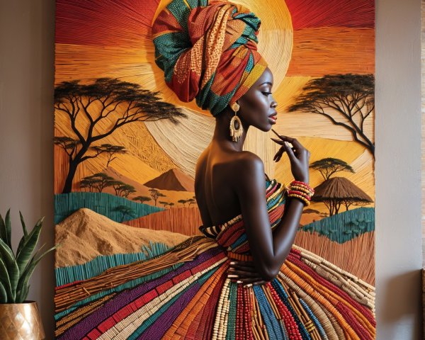 Silhouette of a Woman in Vibrant African Attire