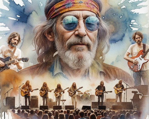 Vibrant Collage of Musician Performing on Stage