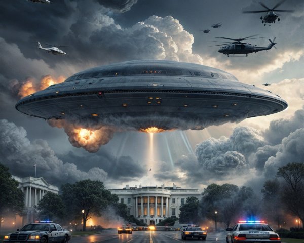 UFO Hovers Over White House Amid Stormy Chaos