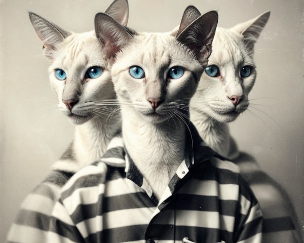 Surreal Image of Three Siamese Cats Blended Together