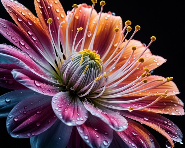 Close-Up of Vibrant Flower with Water Droplets