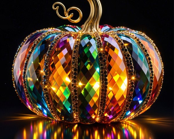 Dazzling Multicolored Pumpkin Sculpture Description