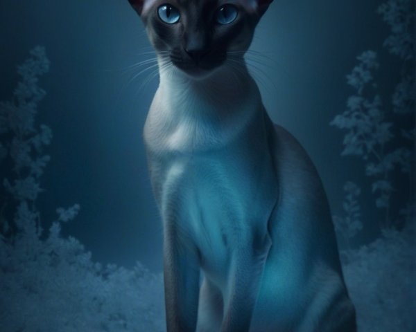 Siamese Cat with Blue Eyes in Ethereal Setting