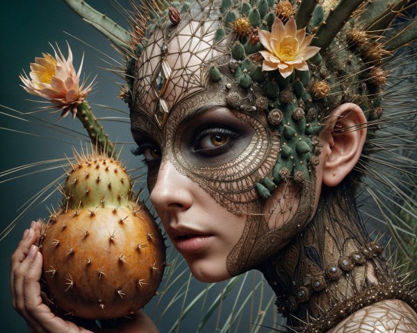 Intricate Body Art Blending Human and Nature Elements