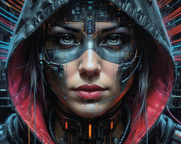 Hyperrealistic Cyberpunk Portrait of a Woman