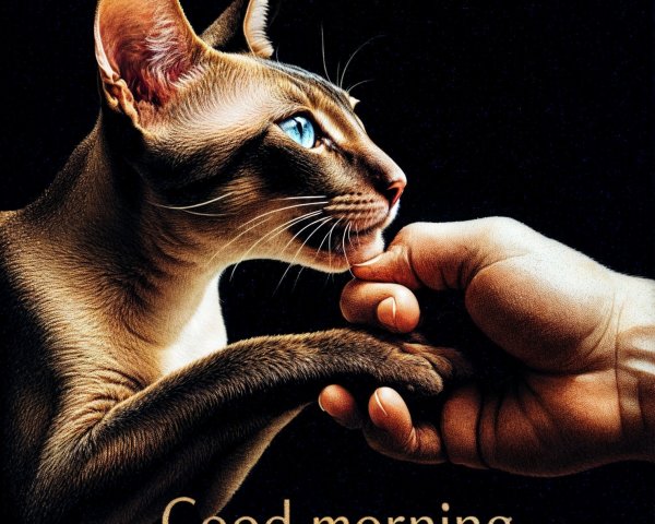 Siamese Cat and Human Hand in Intimate Interaction