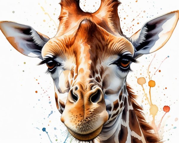 Vibrant Artistic Rendering of a Giraffe's Face
