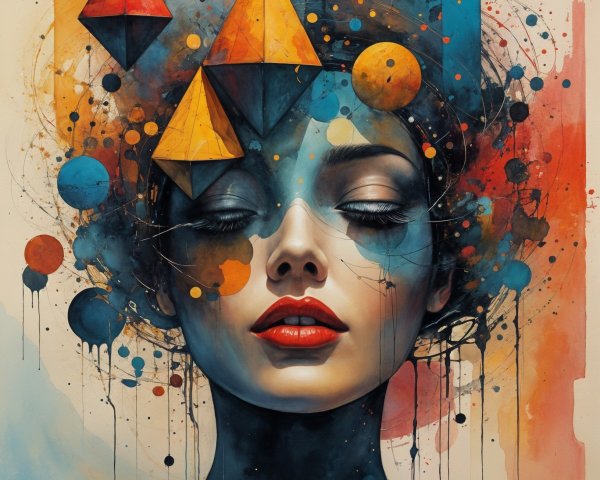 Portrait of a woman with closed eyes and vibrant colors