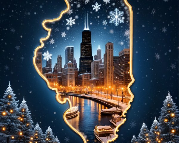 Winter Chicago Skyline with Snowy Ambiance