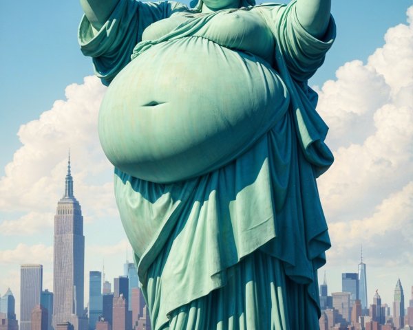 Statue of Liberty with Pizza and Coca-Cola in NYC