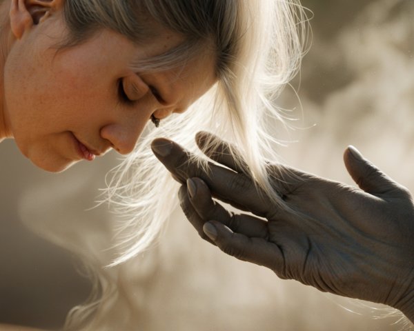 Close-up of a woman in thought with soft haze effects