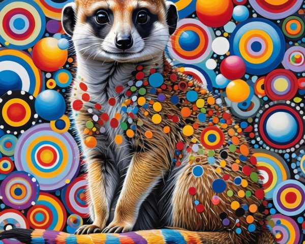 Vibrant Meerkat with Colorful Abstract Background