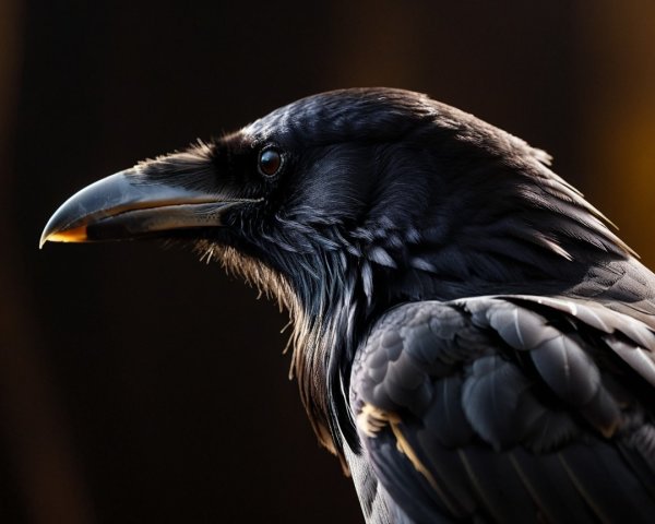 Close-Up of a Raven with Glossy Black Feathers