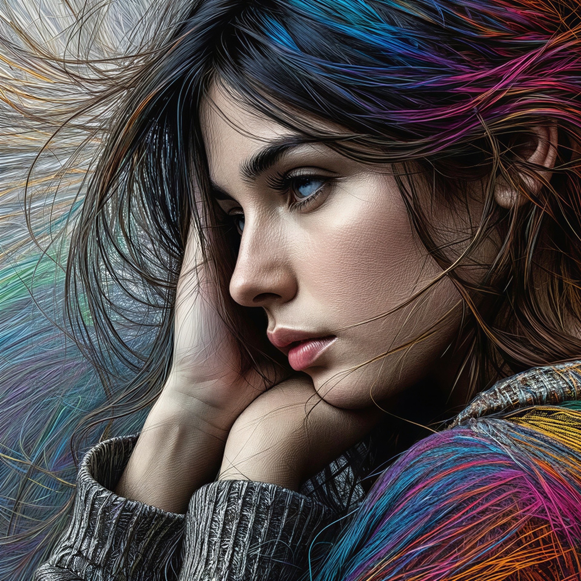 Detailed Digital Painting of a Young Woman's Face