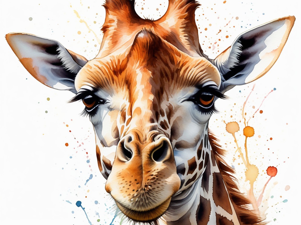 Vibrant Artistic Rendering of a Giraffe's Face