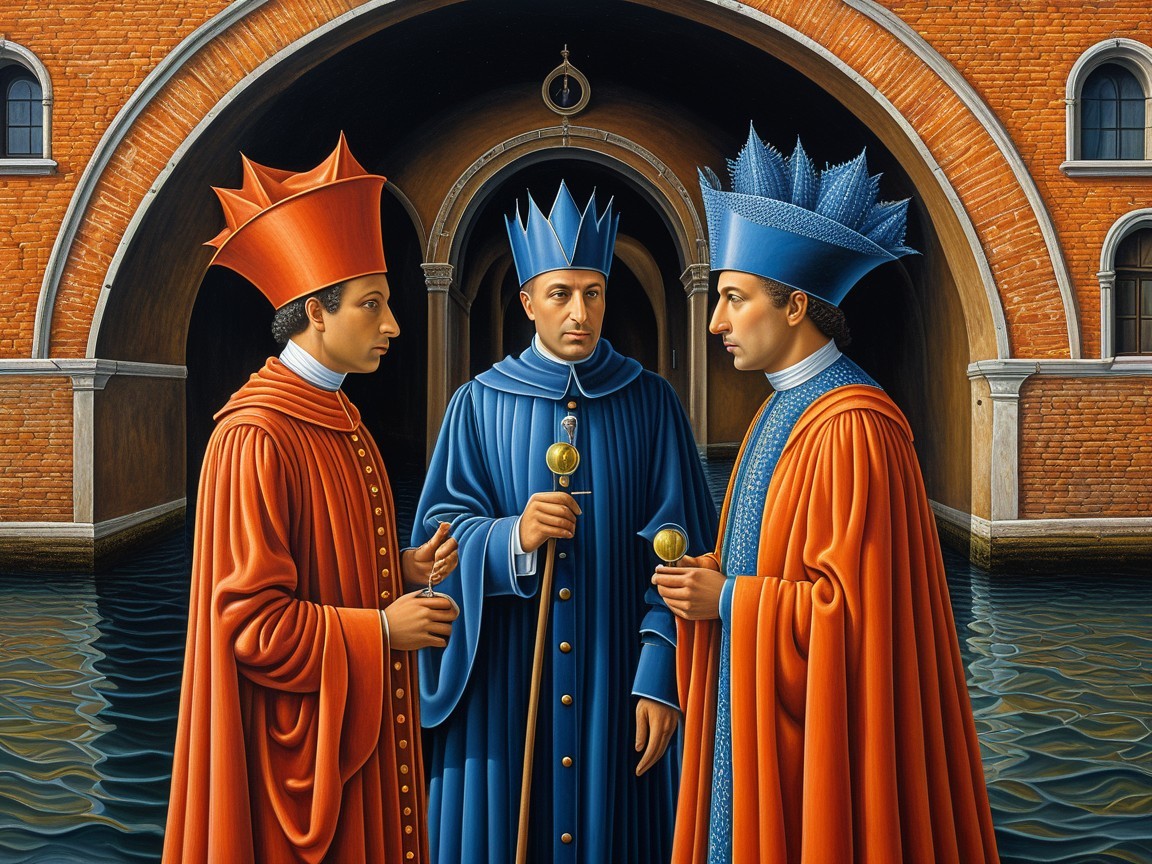 Elegant Men in Colorful Headdresses by Serene Canal