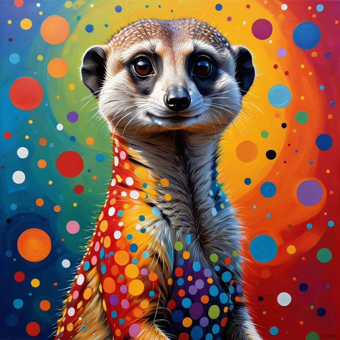 Colorful Meerkat Portrait with Vibrant Background