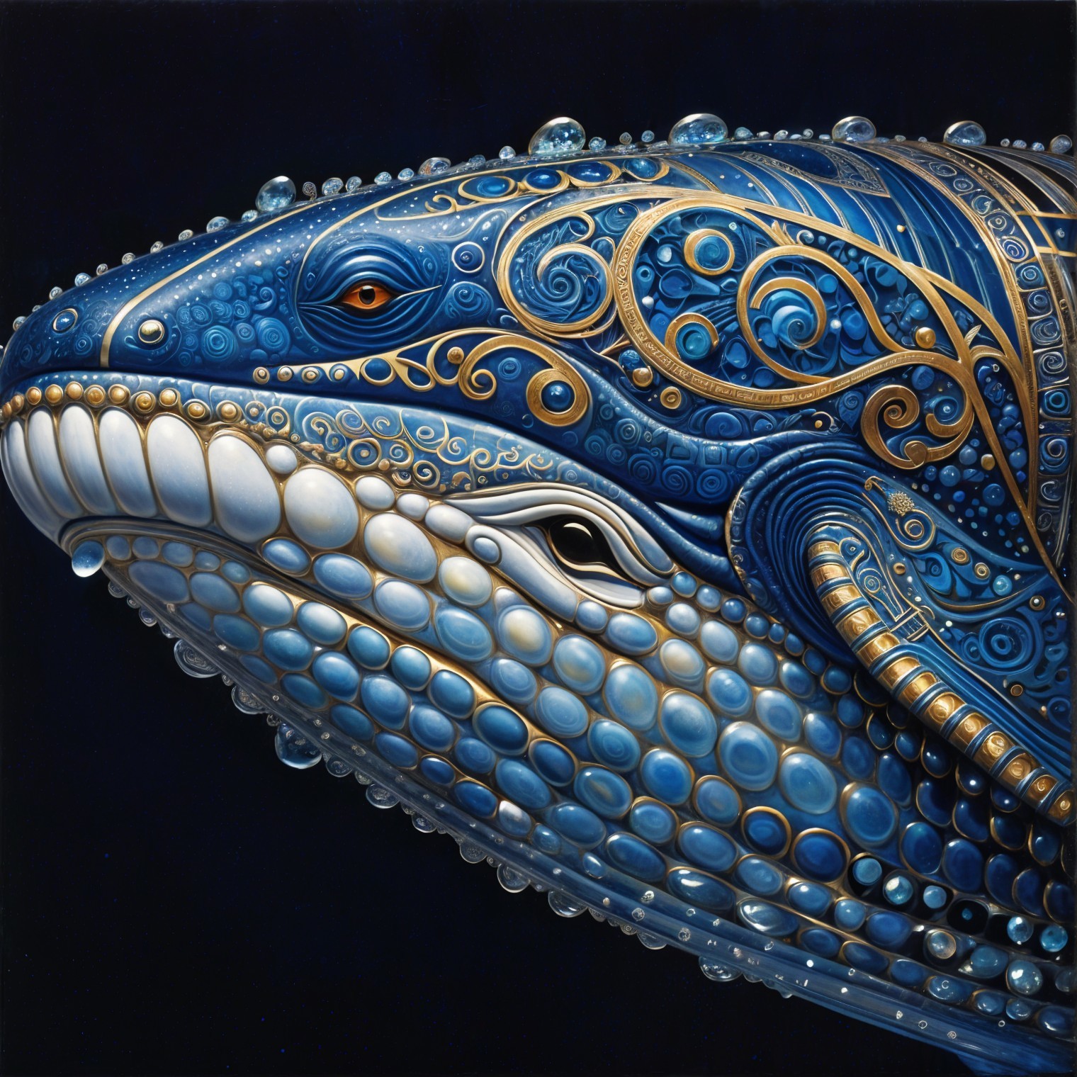 Intricately Designed Whale with Vibrant Patterns