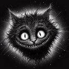 Detailed Digital Painting of a Black Cat on Black Background