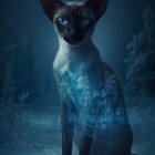 Siamese Cat with Blue Eyes in Ethereal Setting