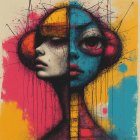 Portrait of a Woman with Geometric Shapes and Colors