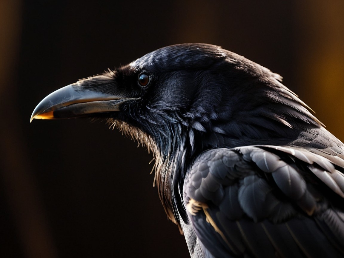 Close-Up of a Raven with Glossy Black Feathers