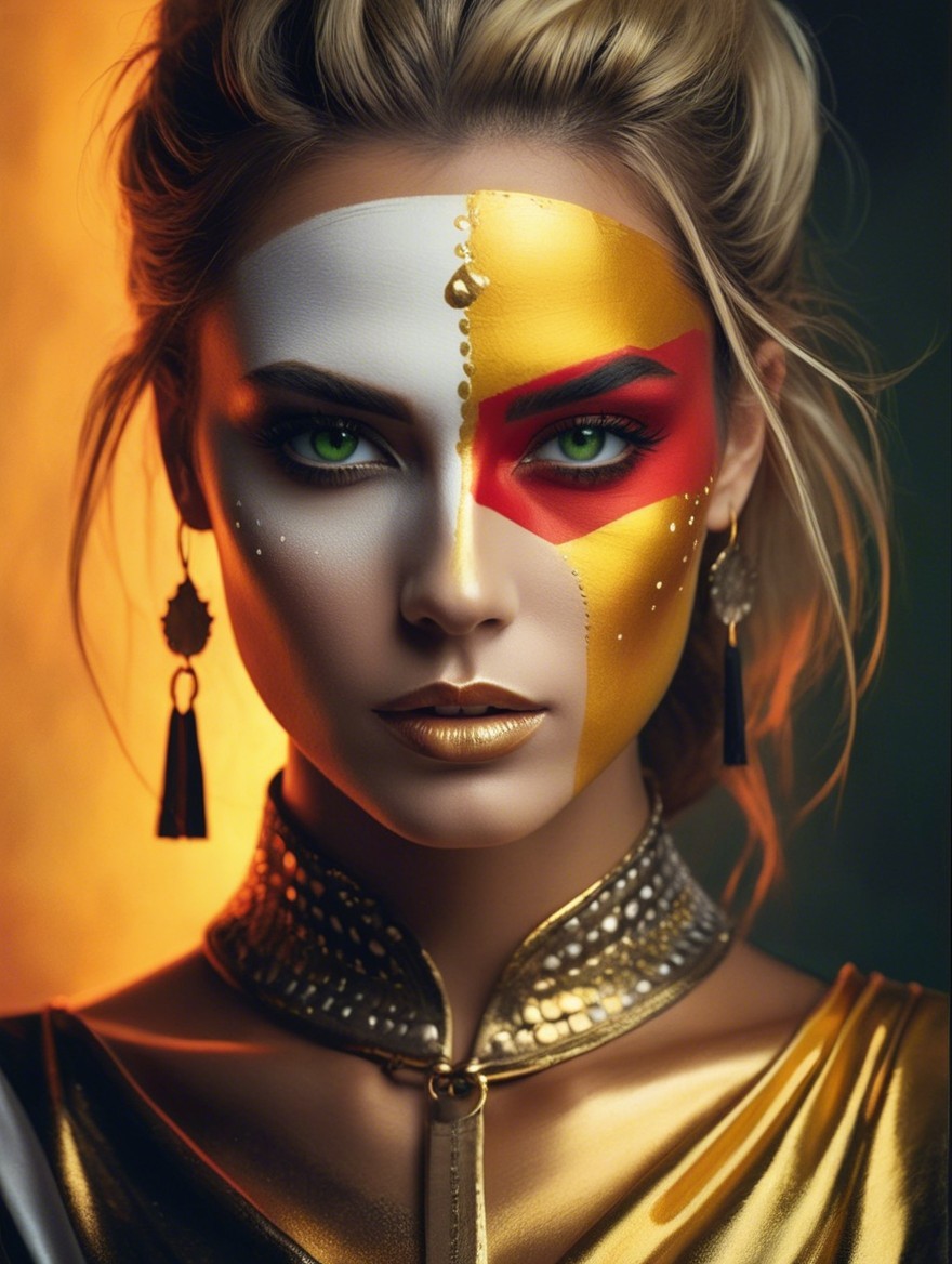 Woman with Dramatic Makeup and Elegant Accessories