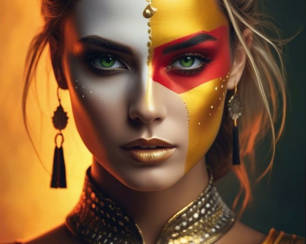 Woman with Dramatic Makeup and Elegant Accessories