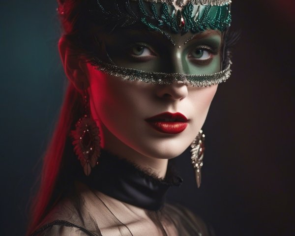 High-Fashion Portrait of a Young Woman with Mask