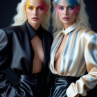 High-fashion models with contrasting hair colors and styles