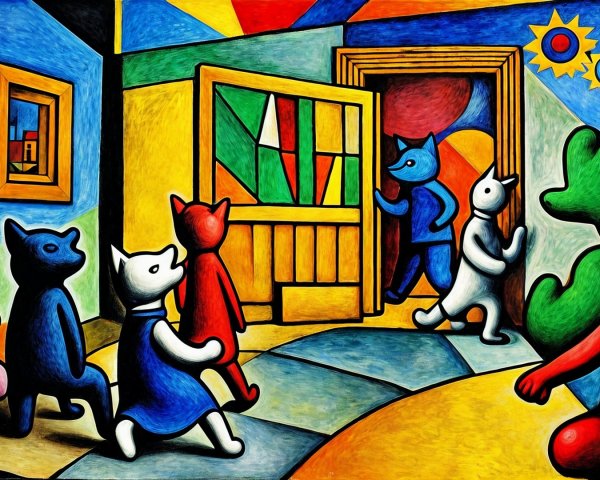 Colorful Room with Playful Animal Figures and Art