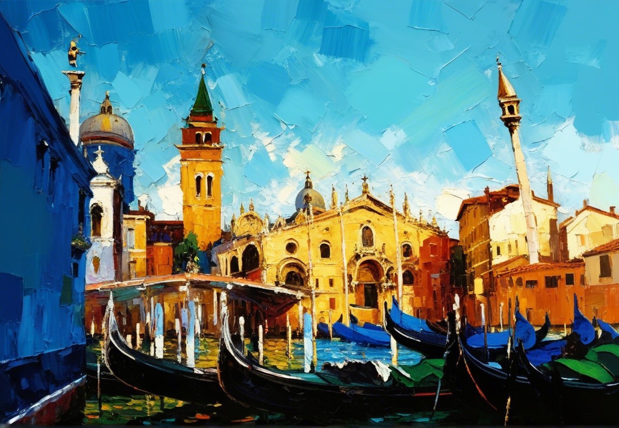 Vibrant Venetian Scene with Colorful Architecture