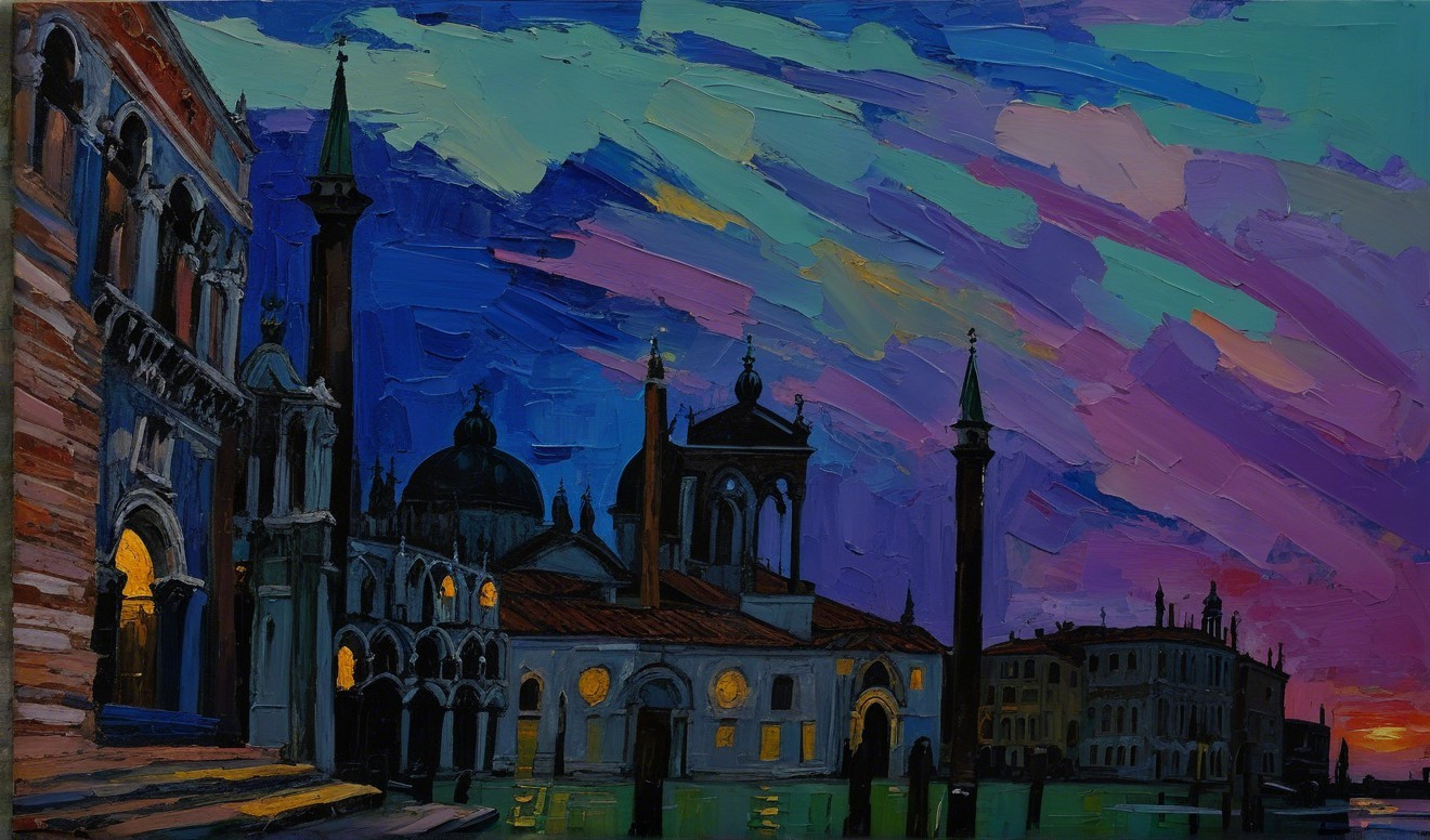 Impressionistic Venetian Landscape at Twilight