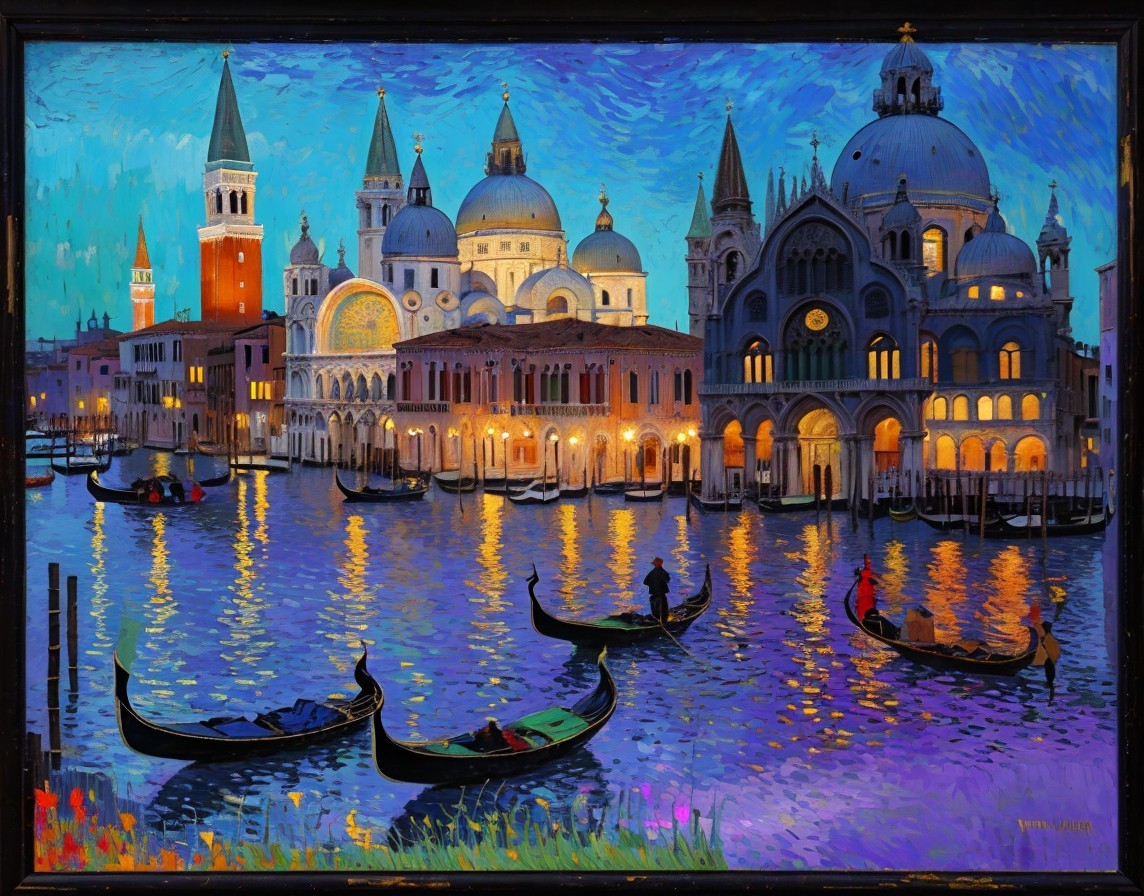 Twilight Scene of Venice with St. Mark's Basilica