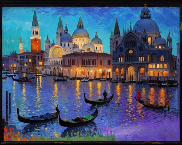 Twilight Scene of Venice with St. Mark's Basilica