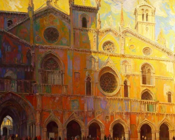 Impressionistic Depiction of a Grand Cathedral