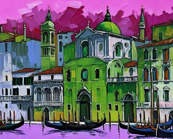 Vibrant Venetian Waterfront with Colorful Buildings