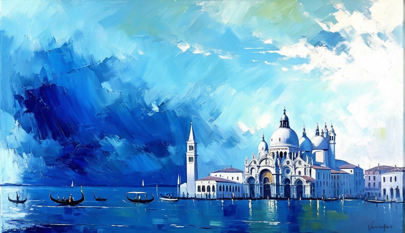Impressionistic Painting of Venice's Iconic Architecture
